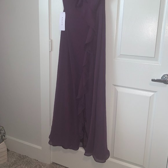 Azazie Kiki Plum Bridesmaid Dress Size 8 HEMMED - Picture 13 of 13
